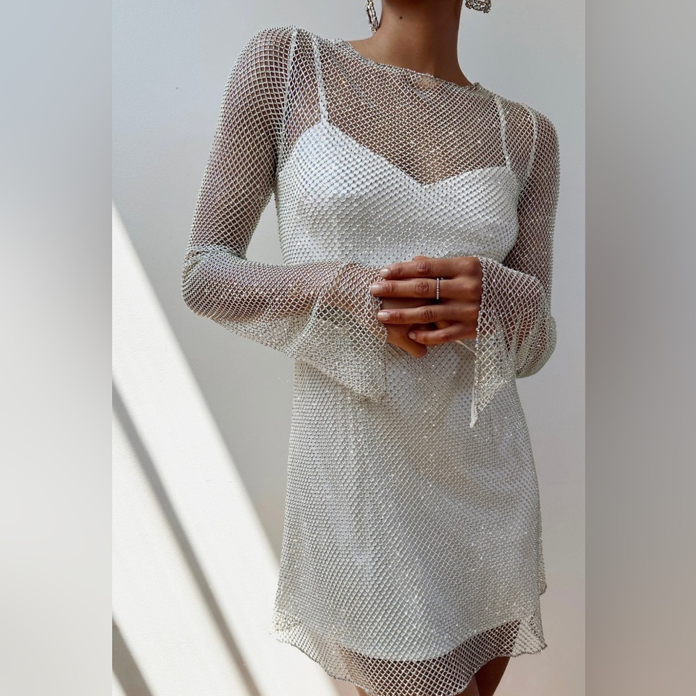 Show Me Your MuMu White Sheer Mesh Mini Dress (MESH ONLY!)